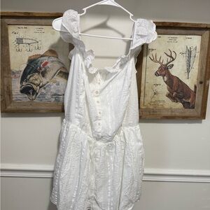 Aerie White Ruffled Romper